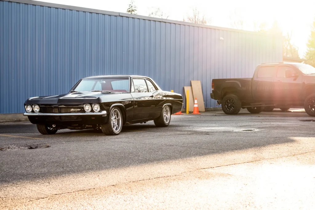 Black 1965 Chevrolet Bel Air photographed at the Chris Cerce Customs shop