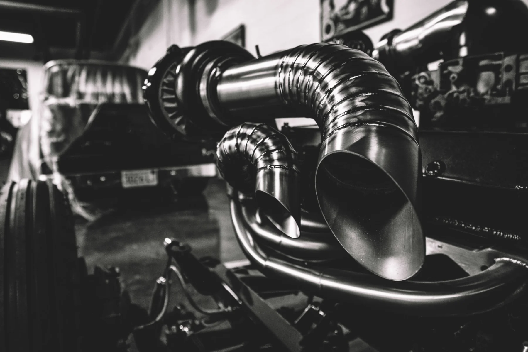 Precision stainless twin-turbo fabrication completed by Chris Cerce Customs