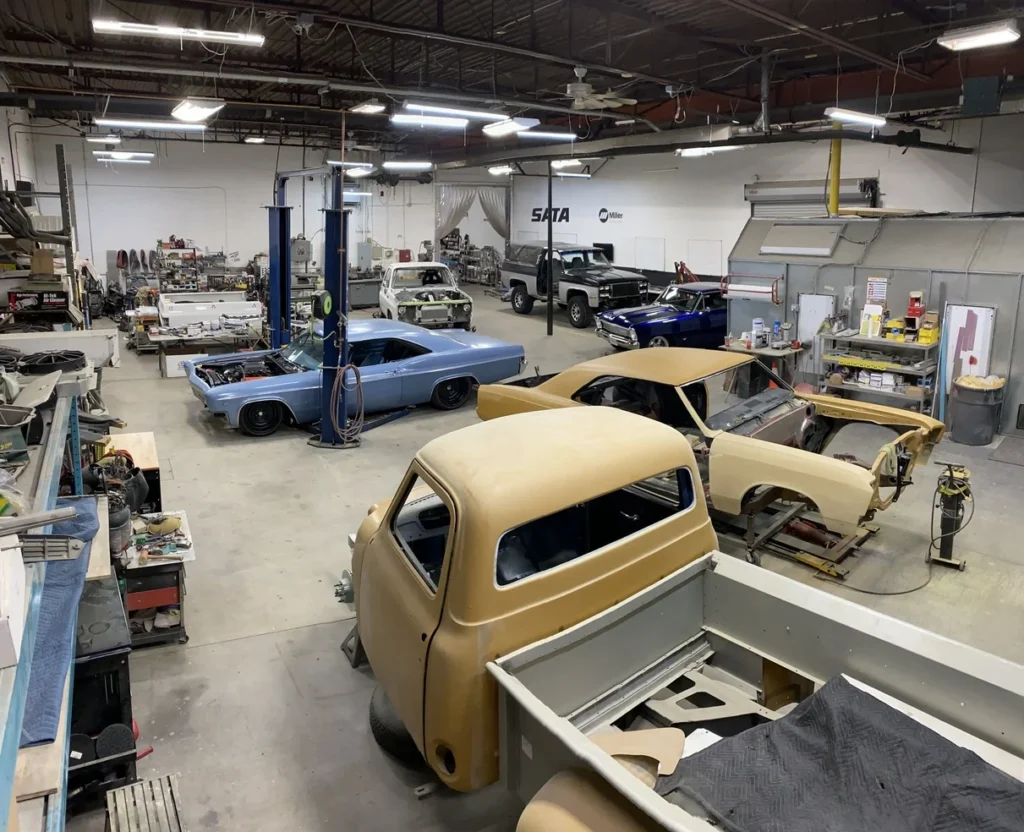 Vehicles and fabrication projects inside Chris Cerce Customs