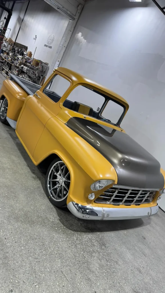 Steve’s 1956 Chevrolet pickup during engine start-up and fabrication